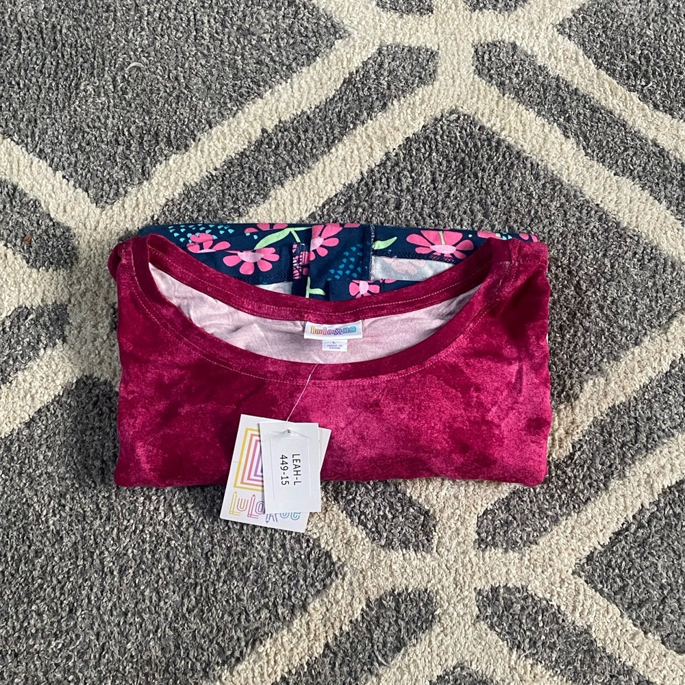 Lularoe half pink half floral leah